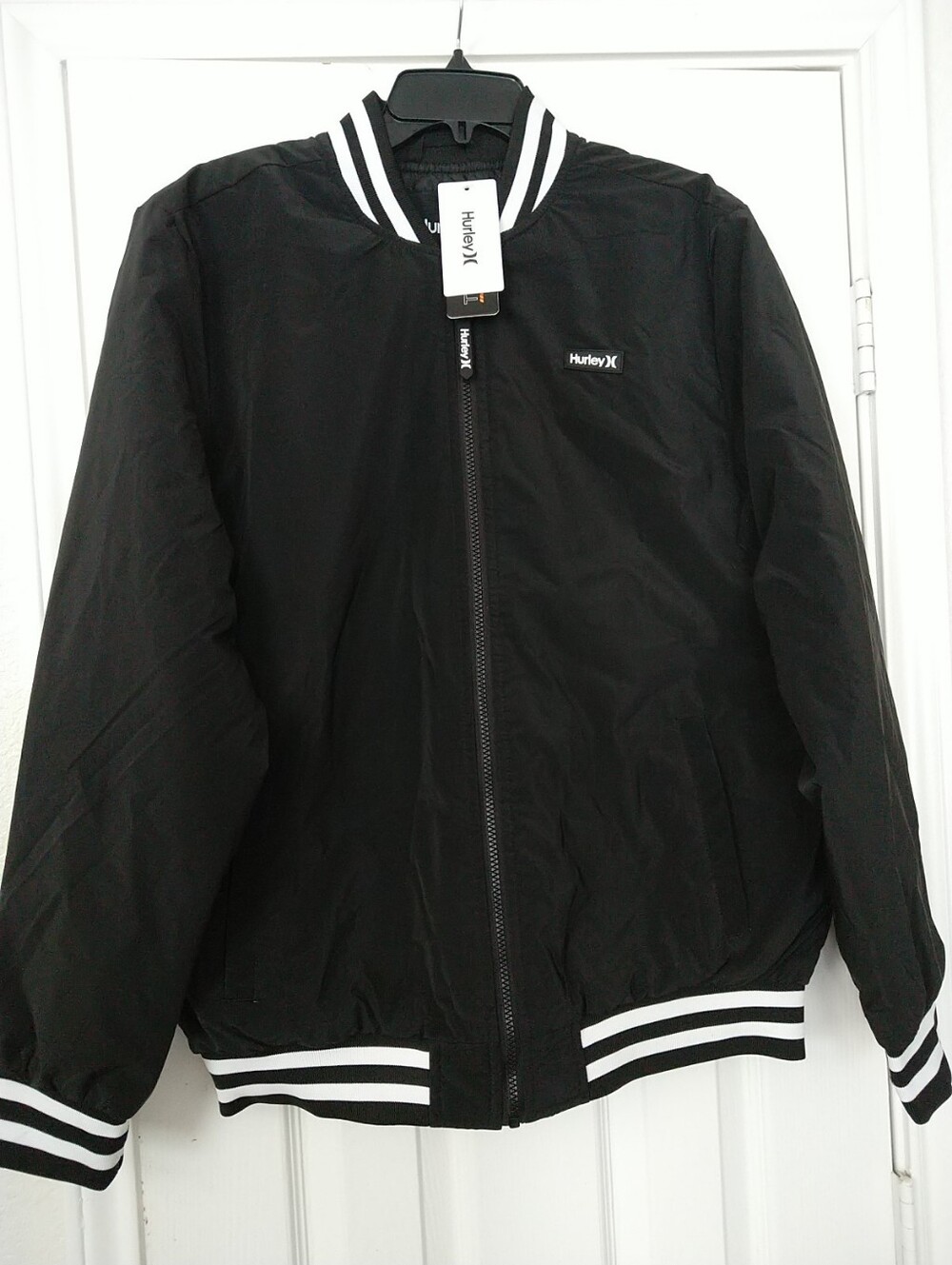 Hurley Men's All City Stealth Full Zip Bomber Black Quilted Jacket Size Medium